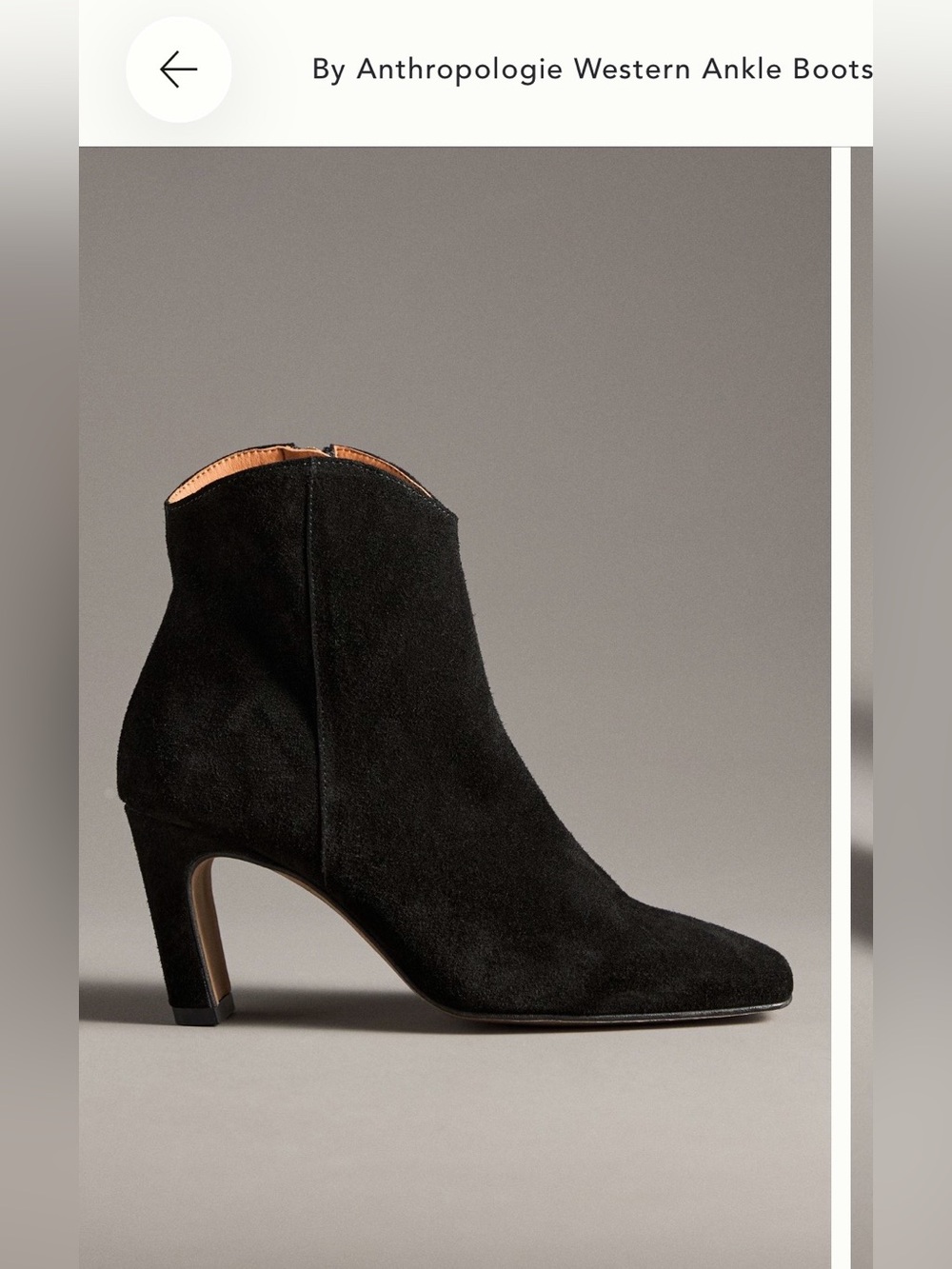Anthropologie Black Suede Western Ankle Bootie